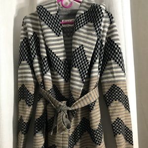 Anthropologie patterned sweater coat